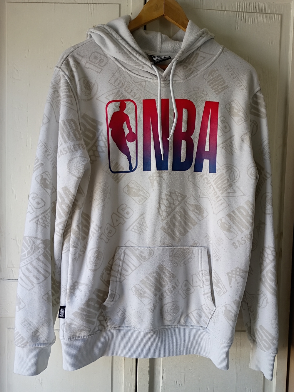 NBA White Hoodie with Black Logo Tag